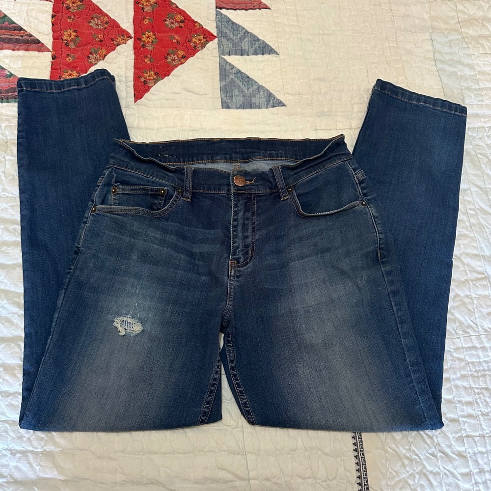 Mugsy Jeans Slim Fit Distressed Dark Blue Denim